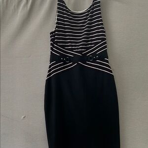 White House Black Market Black and White Sheath Midi Dress